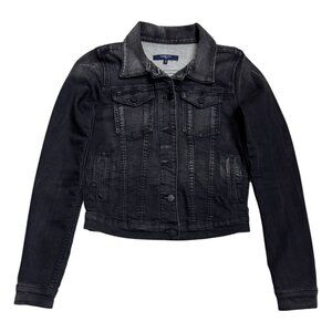 FIDELITY Ryder Denim Cropped Bomber Luxury Designer Jean Jacket Womens Small